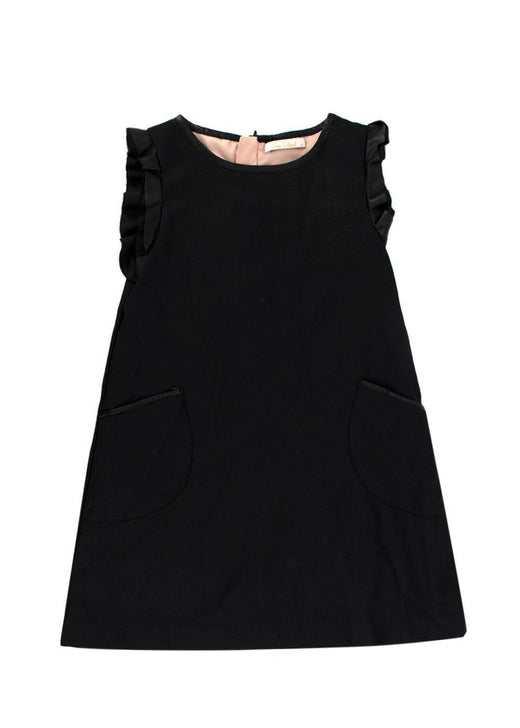 Pale Cloud Sleeveless Leather Trimmed Dress
