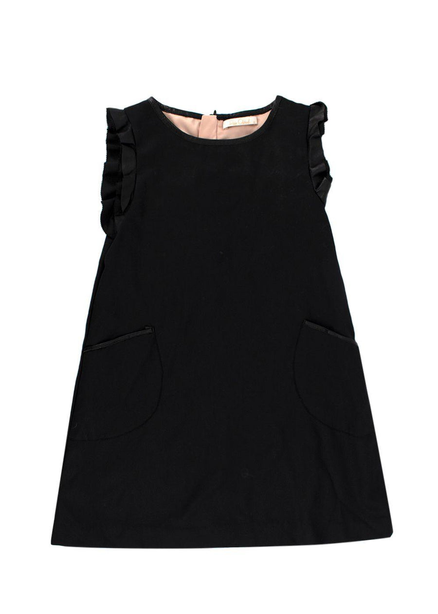 Pale Cloud Sleeveless Leather Trimmed Dress