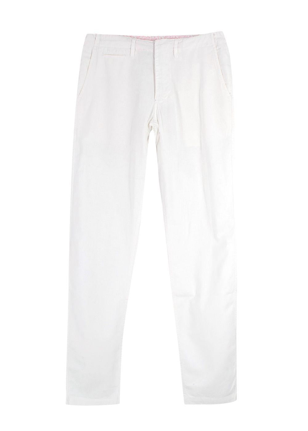 Pink House Mustique White Linen-blend Trousers