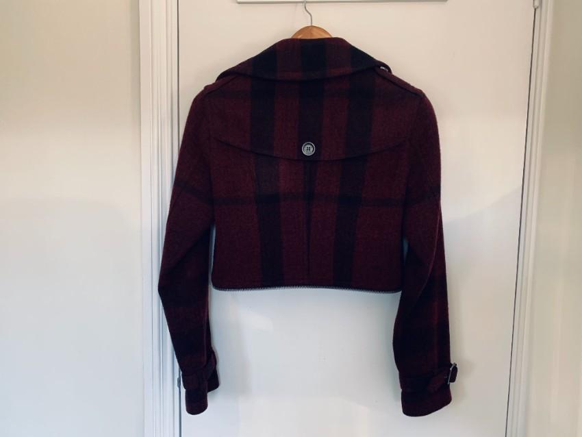 Burberry Brit Burgundy/Black Convertible High Neck Jacket