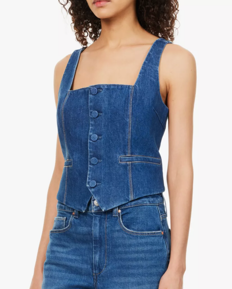 Paige Irene Shoulder-Straps Stretch-Denim Top