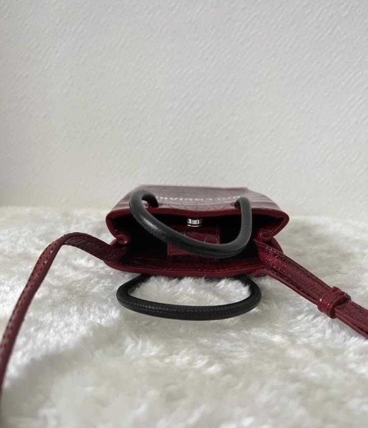 Balenciaga Red Croc Embossed Leather Phone Holder