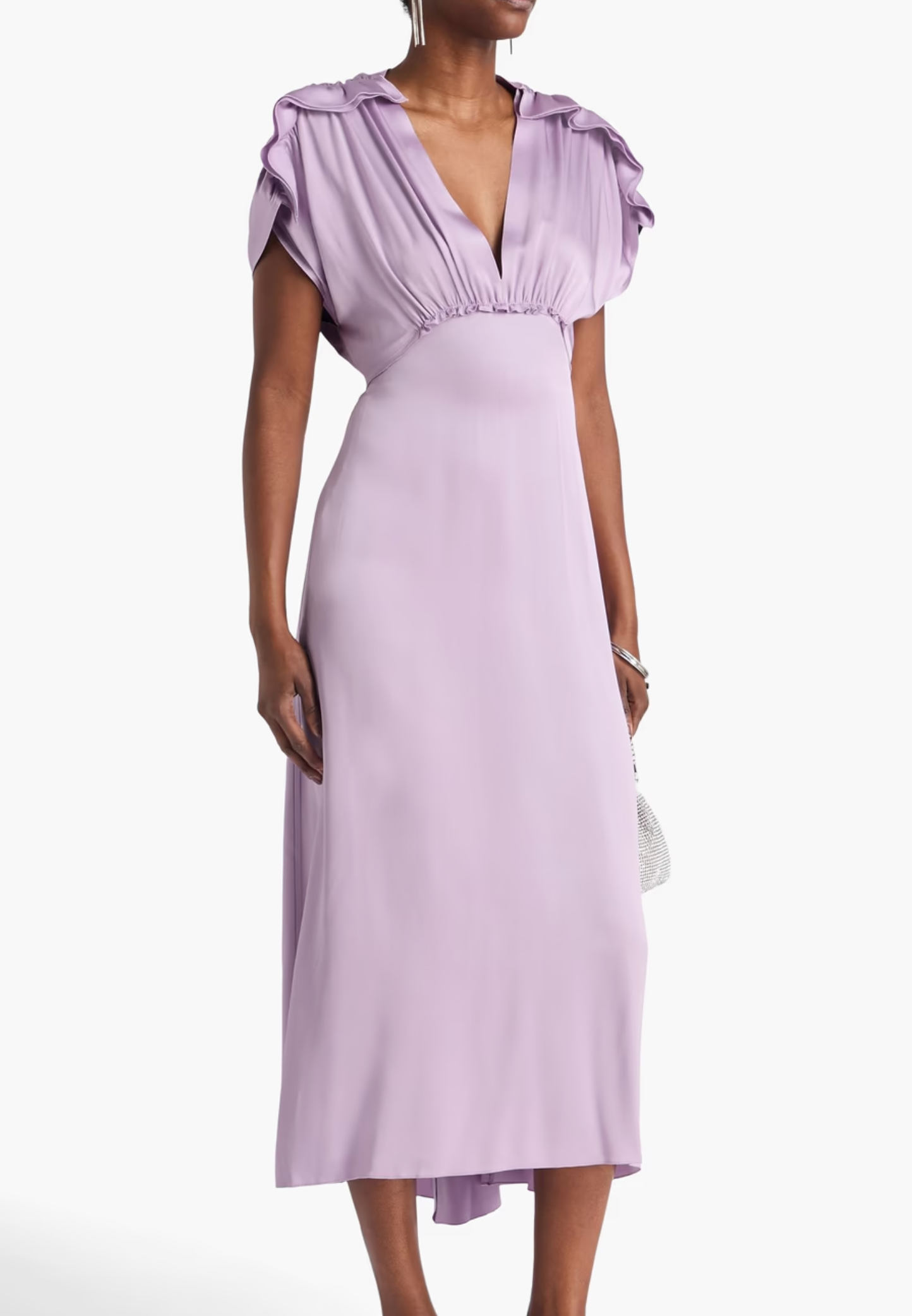 Victoria Beckham Ruffled Satin-Crepe Midi Dress