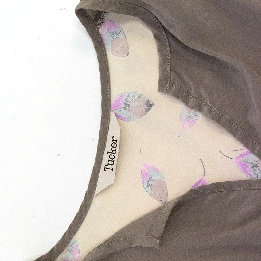 Tucker leaf print blouse