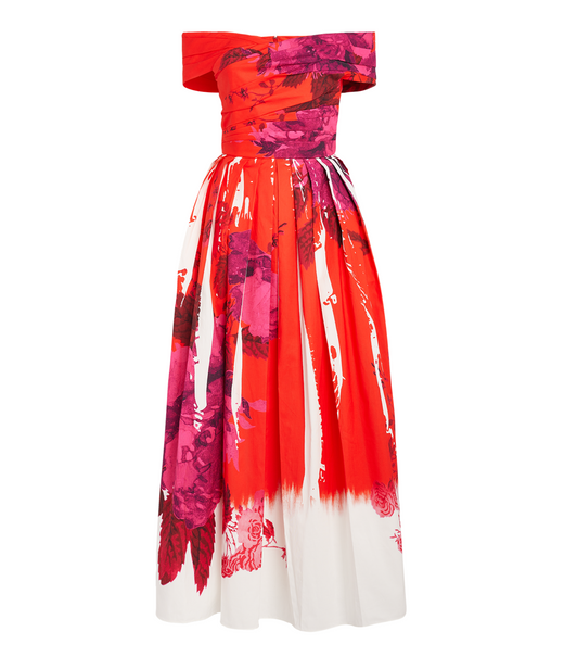 Erdem Off-shoulder Cotton Faille Maxi Dress
