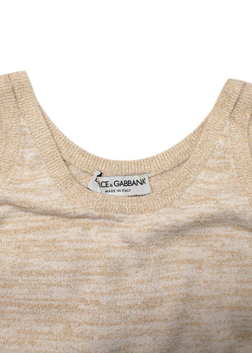 Dolce & Gabbana Golden Beige Cotton-blend Top