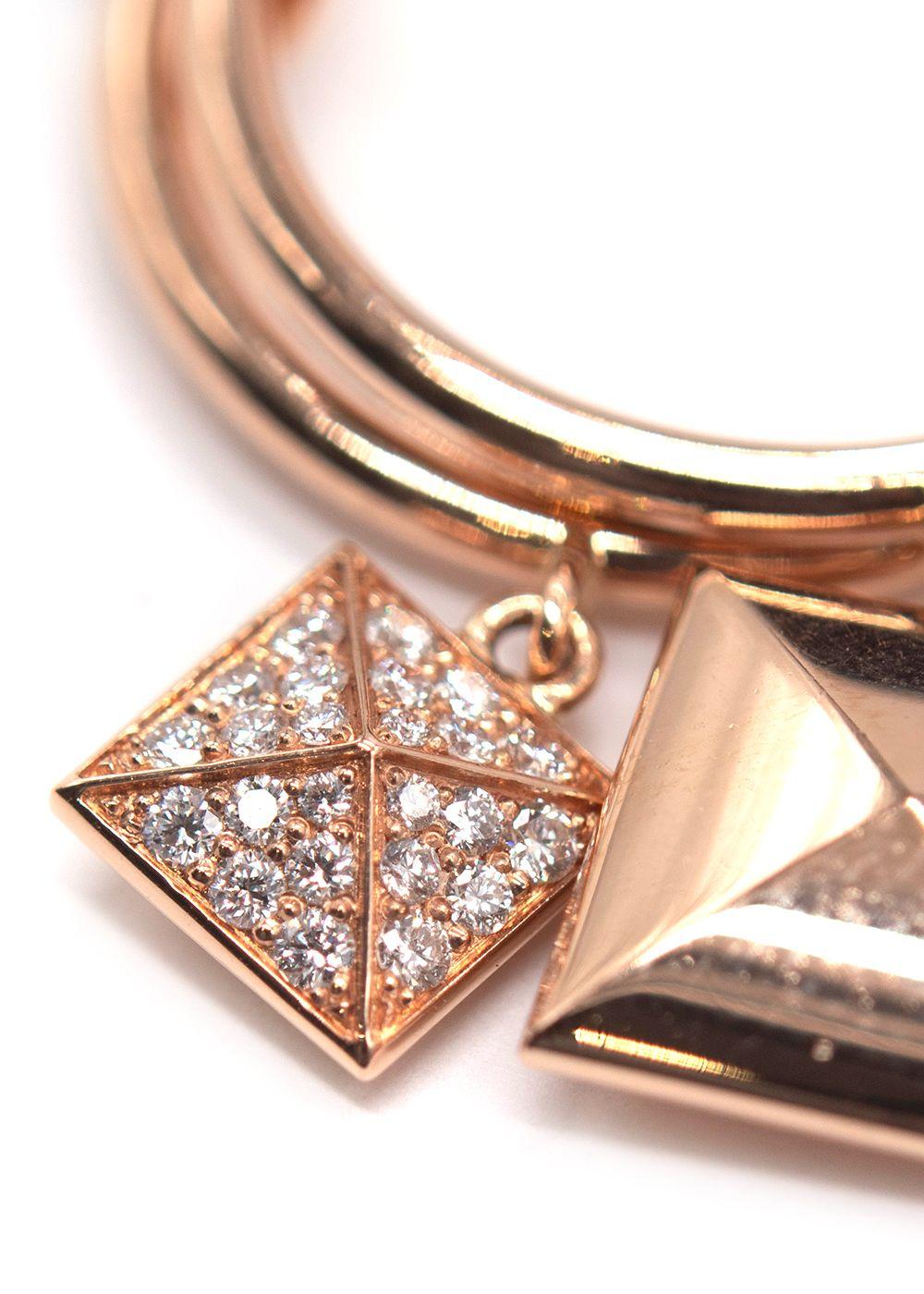 Hermes Rose Gold Clou D'H Ring with Diamonds, Size 54