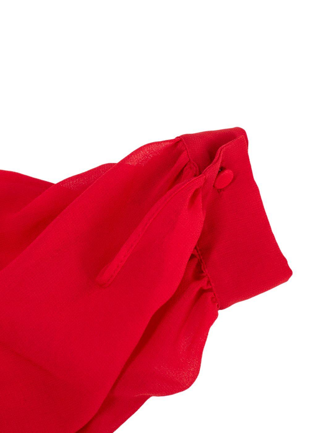 Giamba Red Floral Embroidered Pleated Blouse