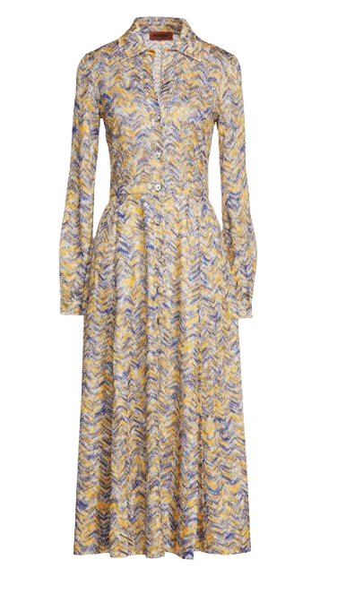Blue And Yellow Weave Knit Midi Dress