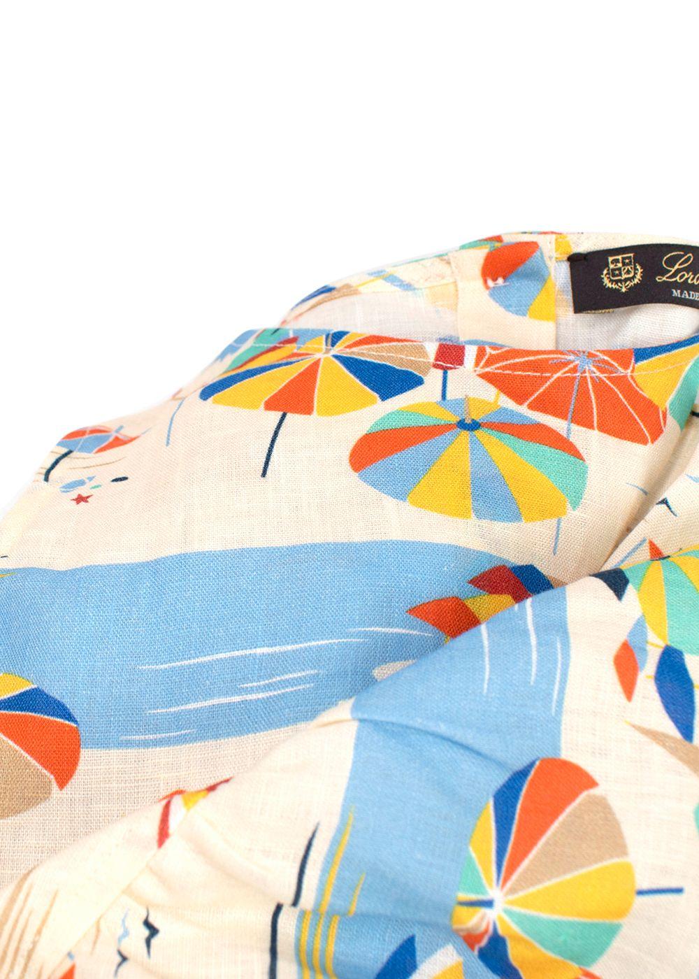 Loro Piana Kids Beach Print Iza Linen Top 2 Years