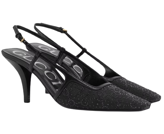 Gucci Crystal GG Slingback 75mm Pump