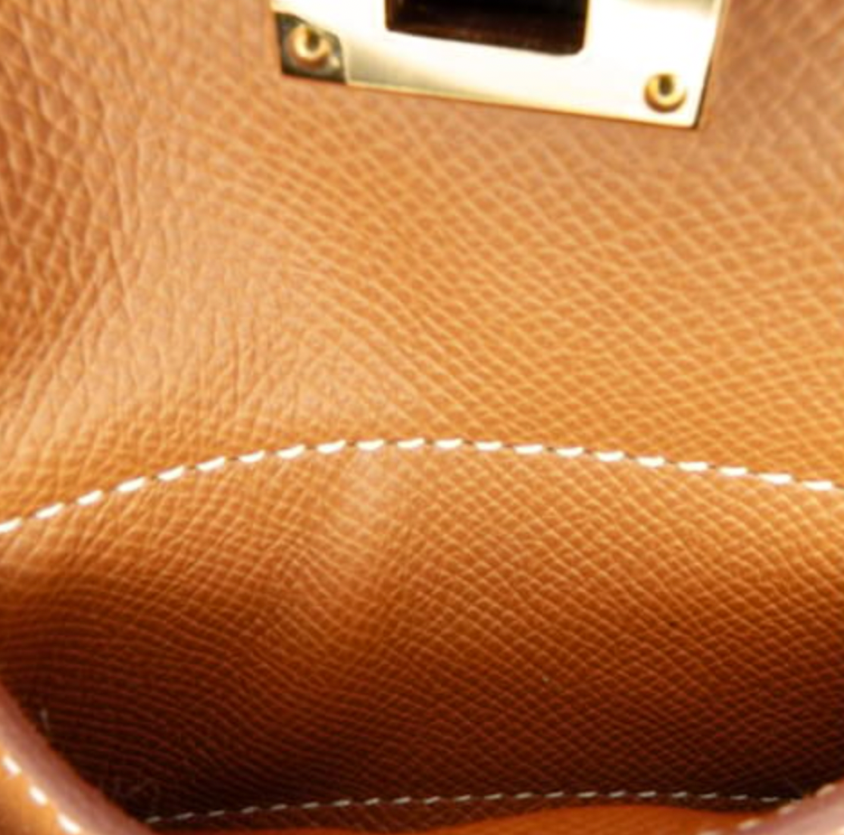 Hermés Gold Leather Kelly Pocket Bag Strap with Gold Hardware