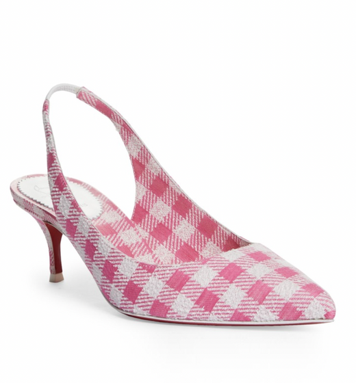 Christian Louboutin Kate Gingham Pointed Toe 55mm Slingback Pump