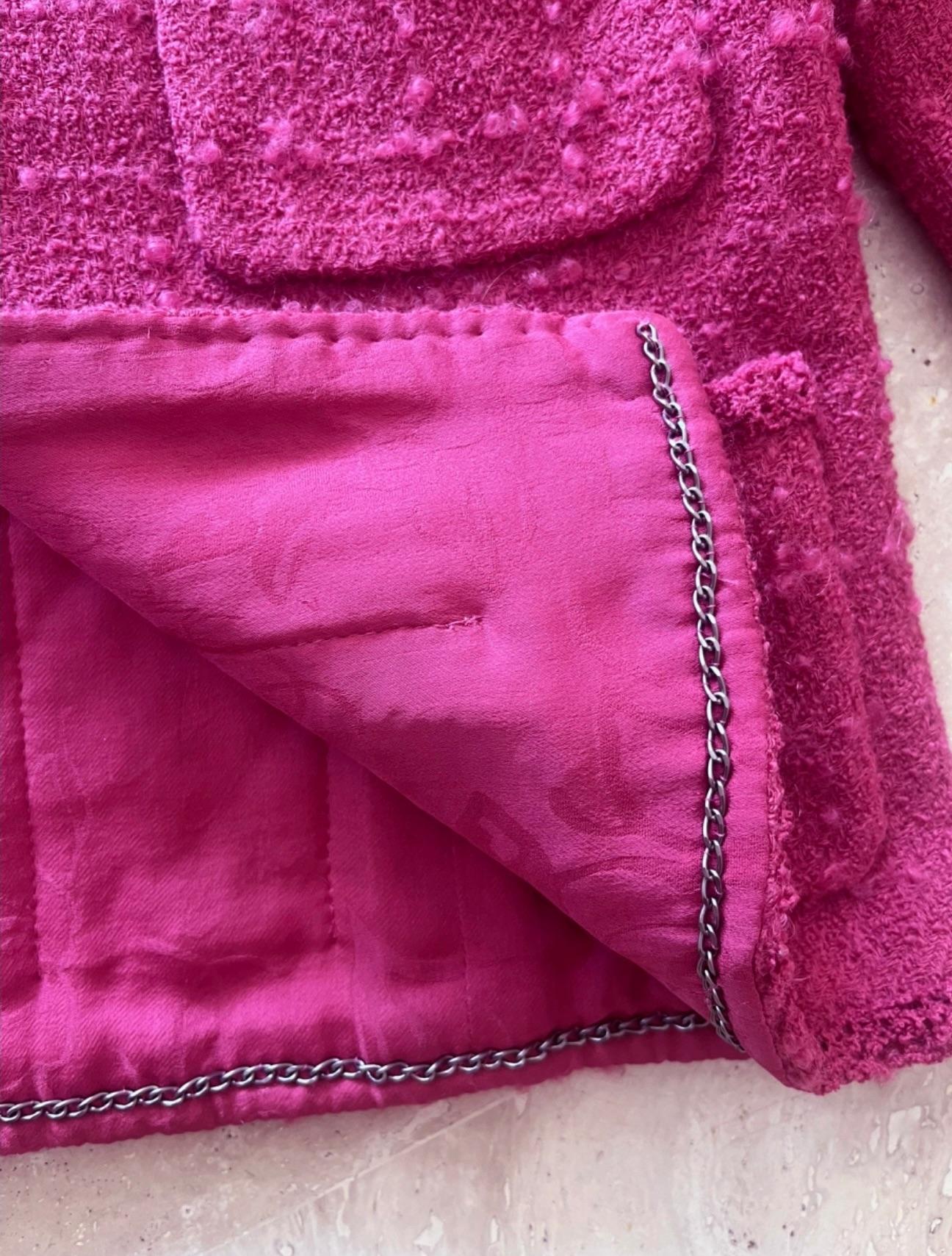 Chanel Pink Multi-Pocket Boucle Tweed Jacket