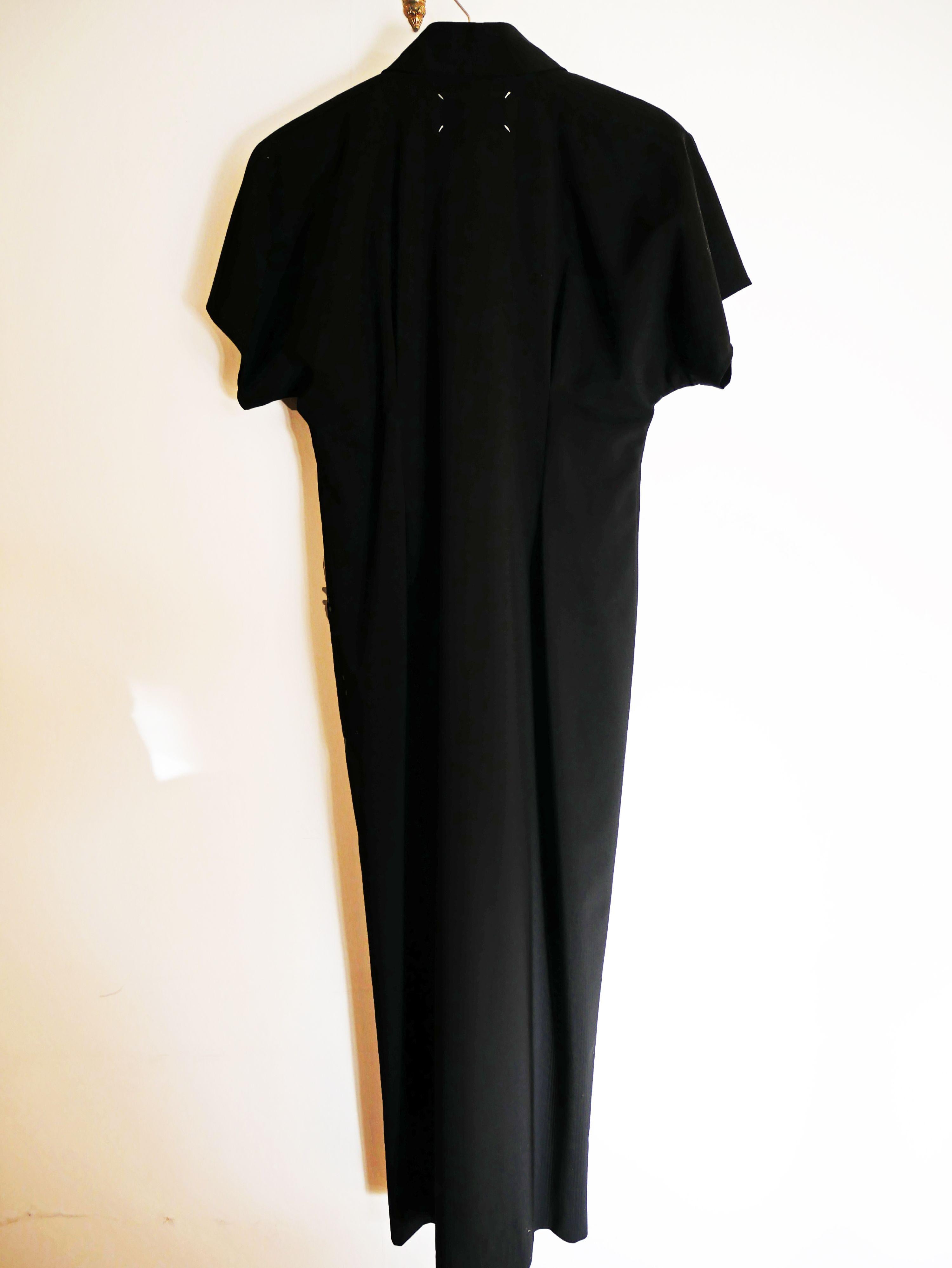 Black Wool Mid-Length Shirt Dress