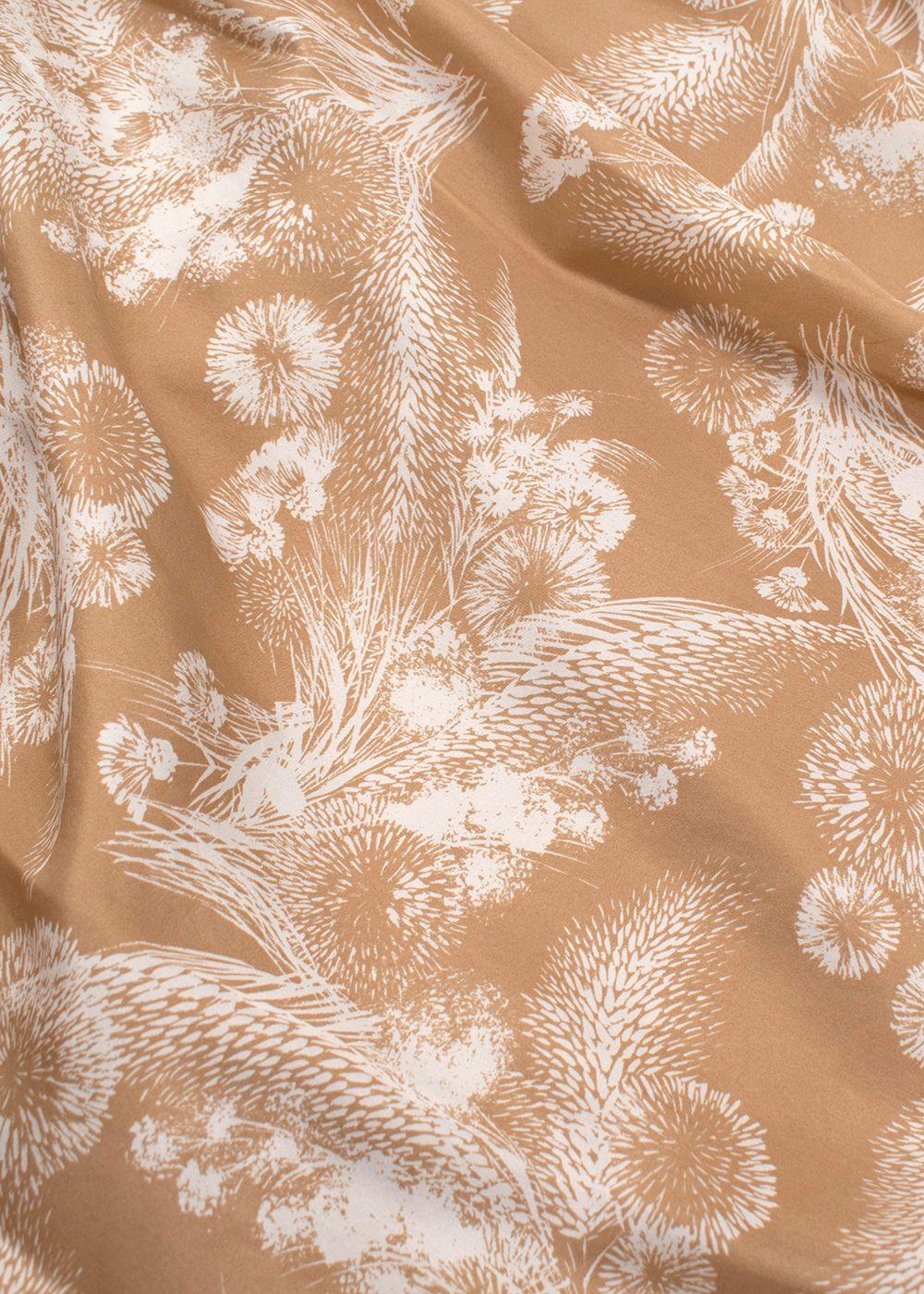 Vince Beige Printed Silk Midi Skirt
