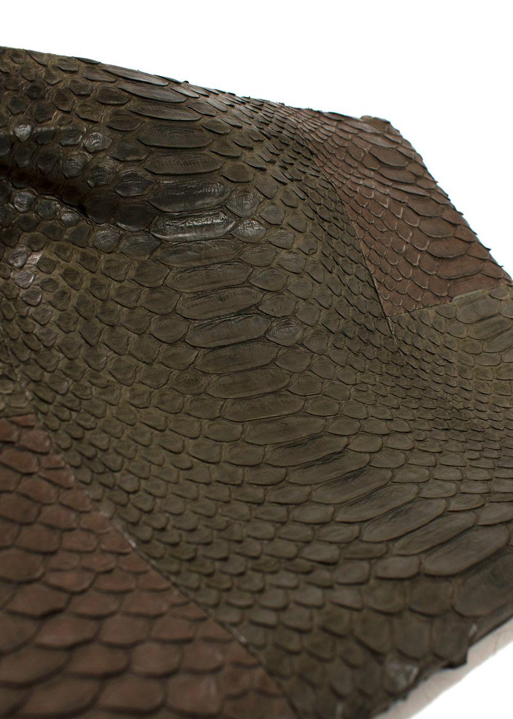 Johnny Ramli Khaki Snakeskin Clutch