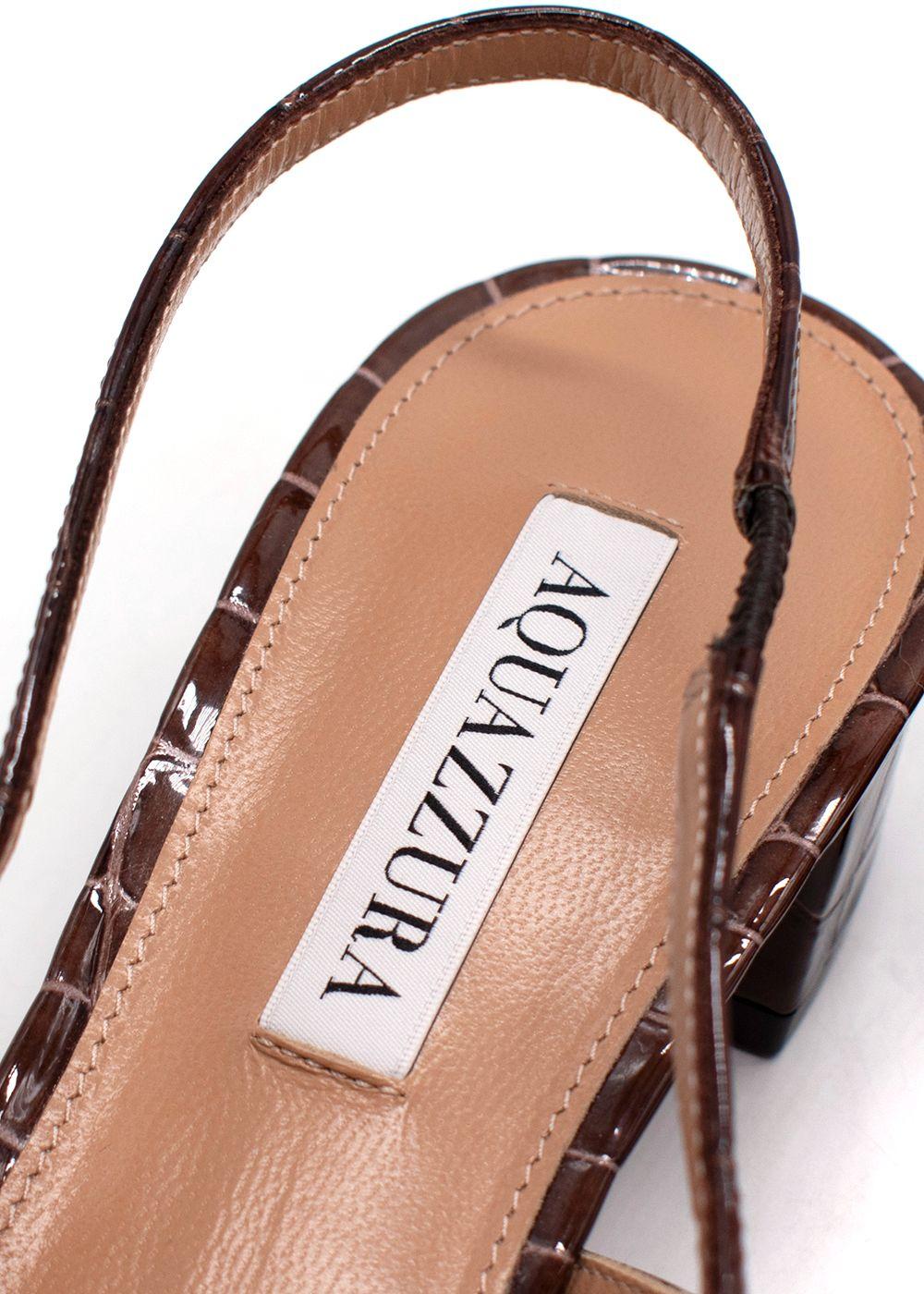 Aquazurra Ginza 35 Croc-Effect Slingback Pumps