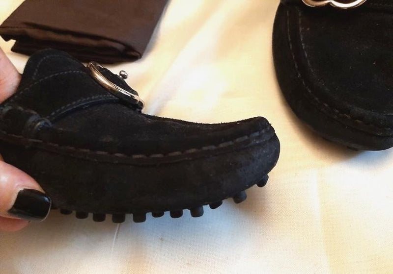 Black Suede Interlocking G Loafers