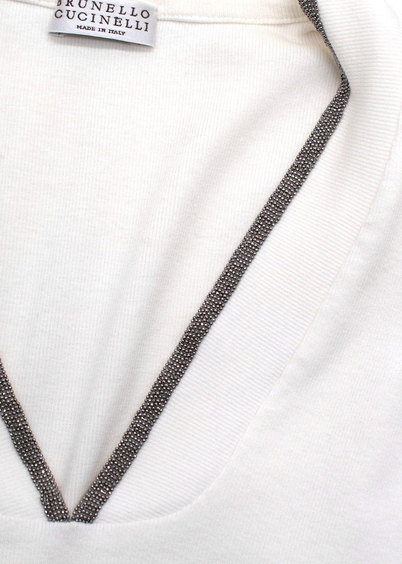 Brunello Cucinelli Soft White V Neck Tank Top