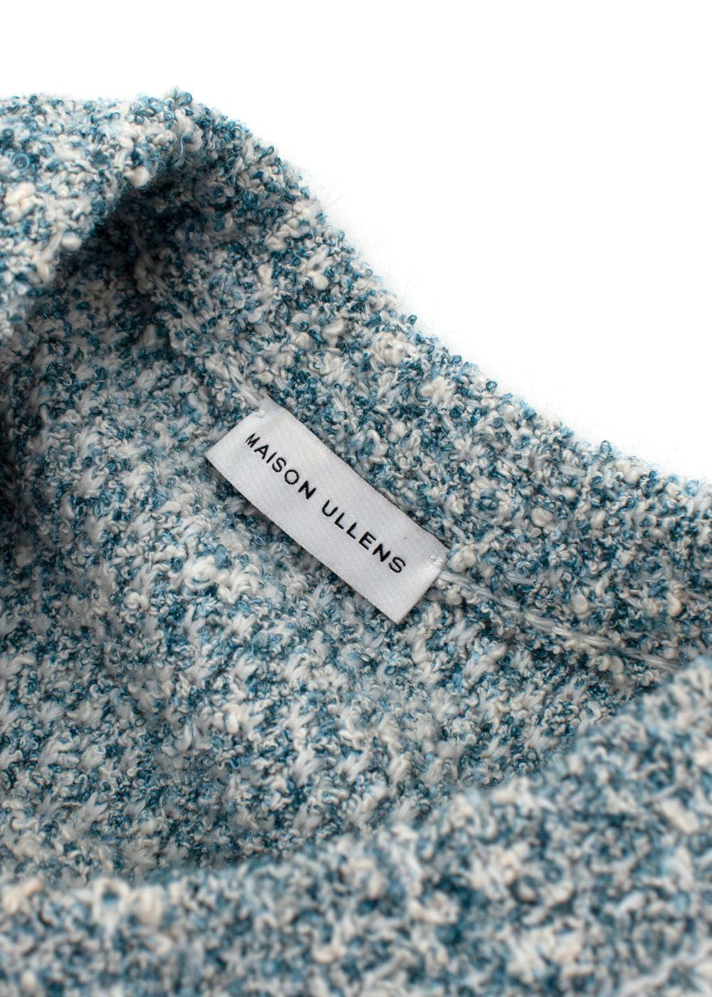 Maison Ullens Blue Tweed Crew Neck Jumper