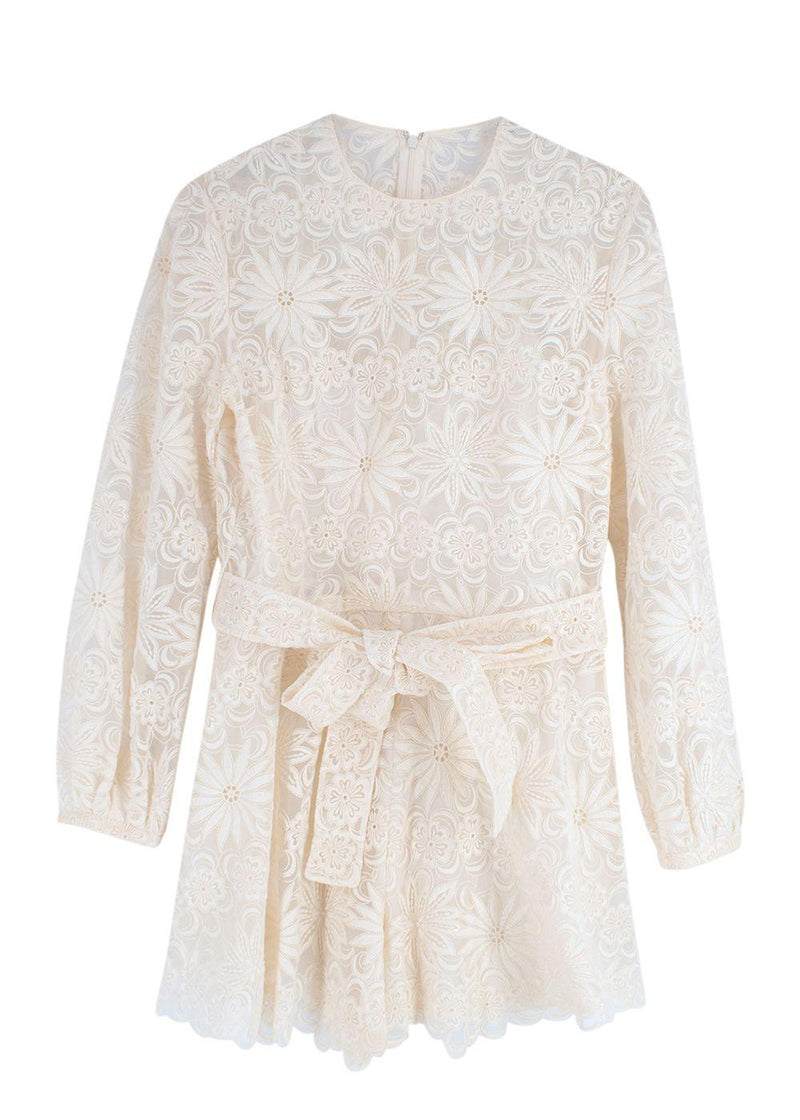 Ivory Floral Embroidered Playsuit