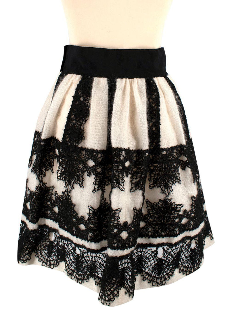 Alberta Ferretti White and Black Wool Skirt
