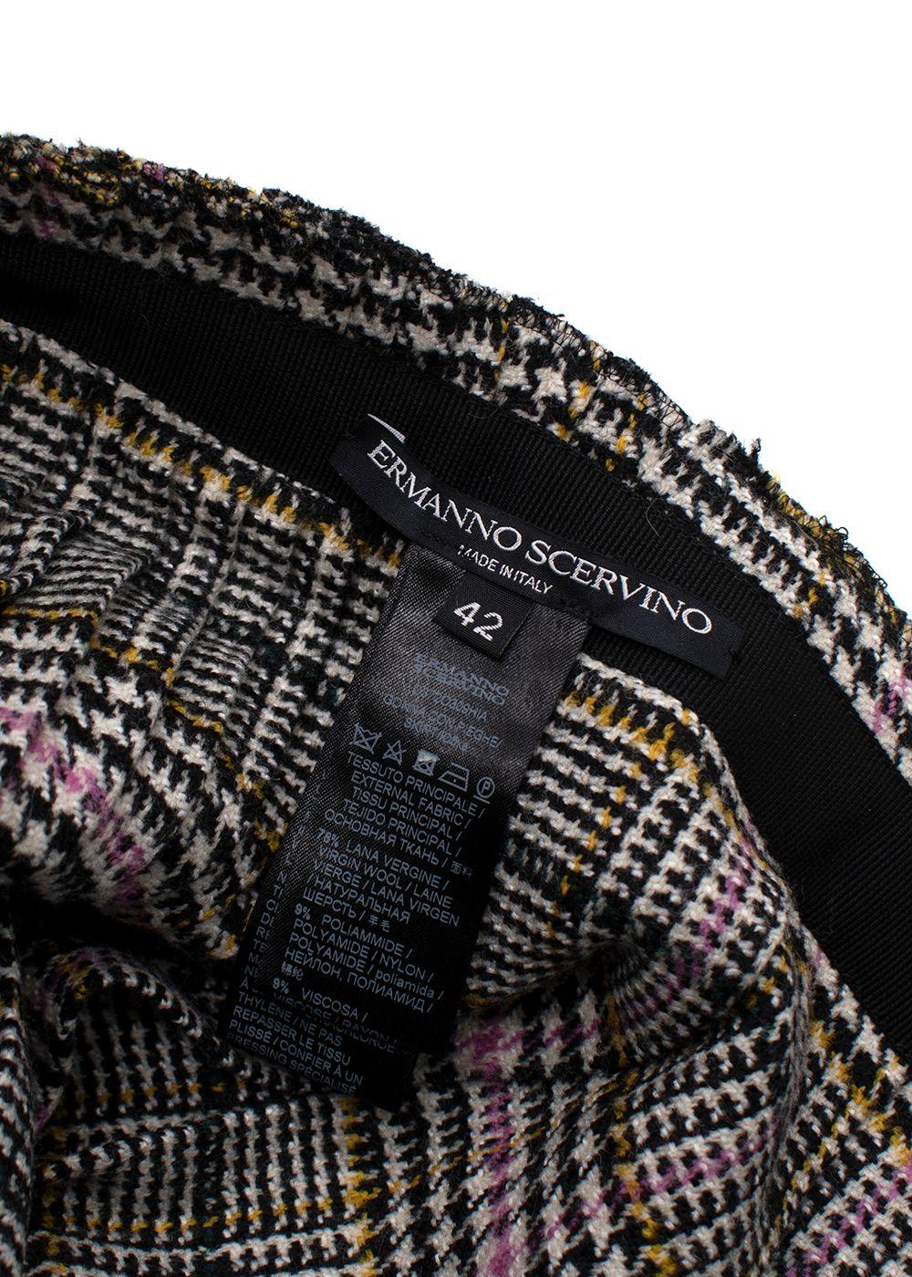 Ermanno Scervino Check Pleated Wool-Blend Skirt