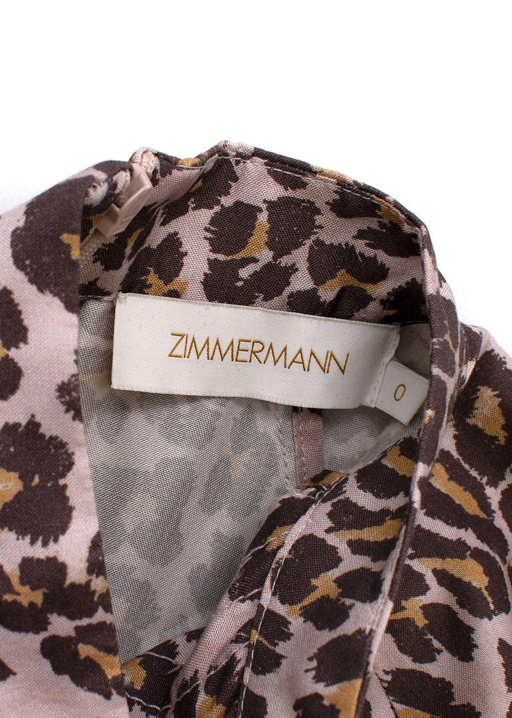 Zimmermann Leopard Print Silk Belted Midi Dress
