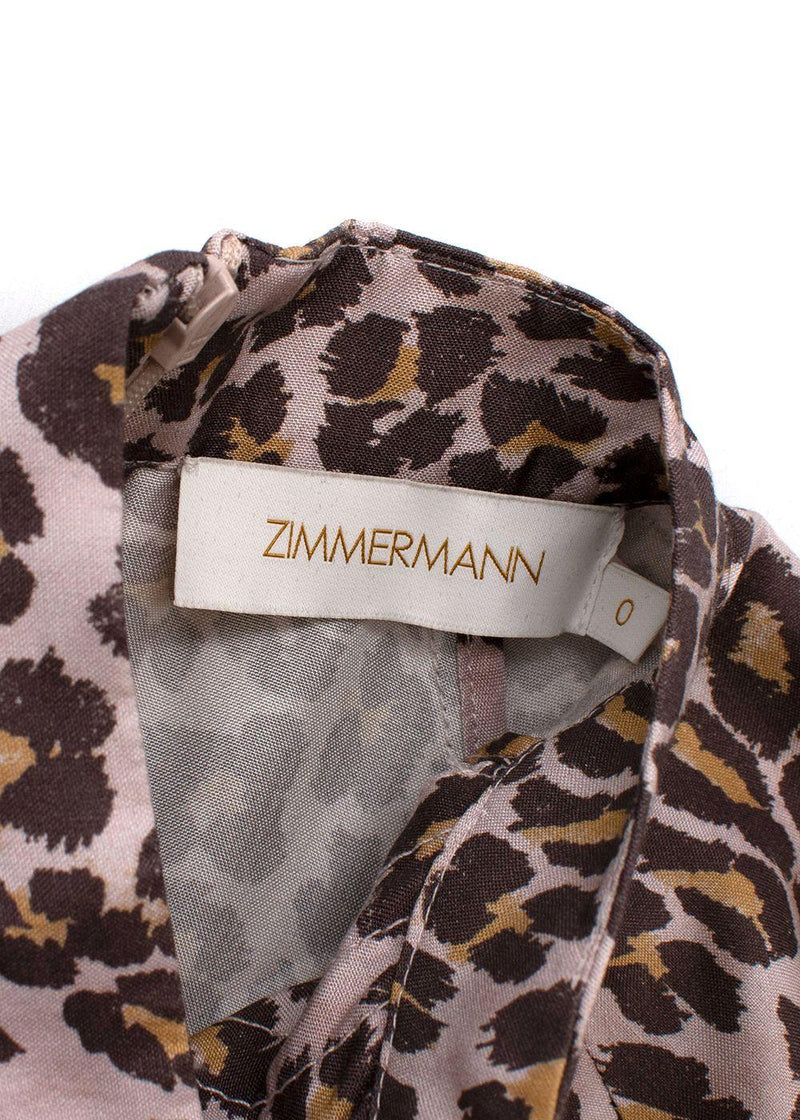 Zimmermann Leopard Print Silk Belted Midi Dress