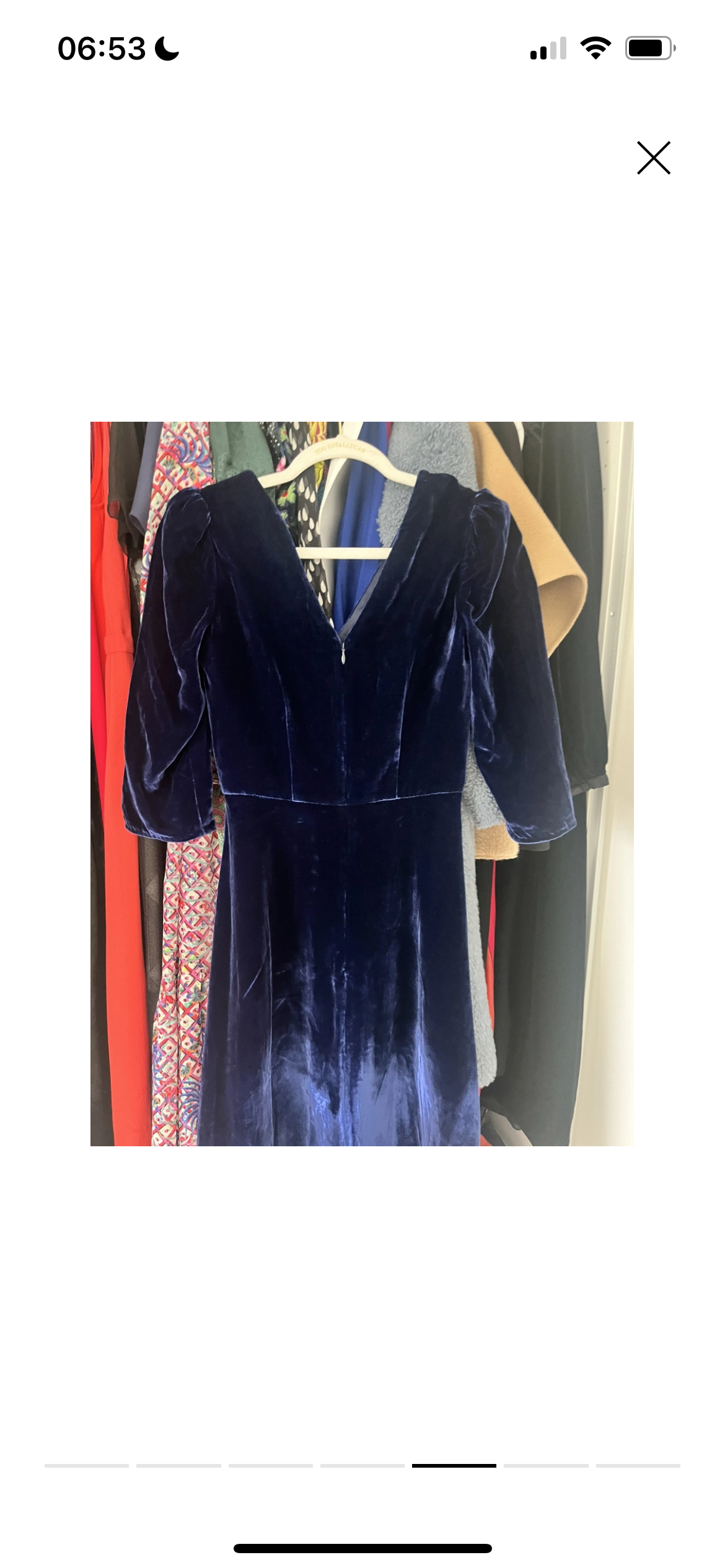 Saloni Blue Velvet Midi Dress