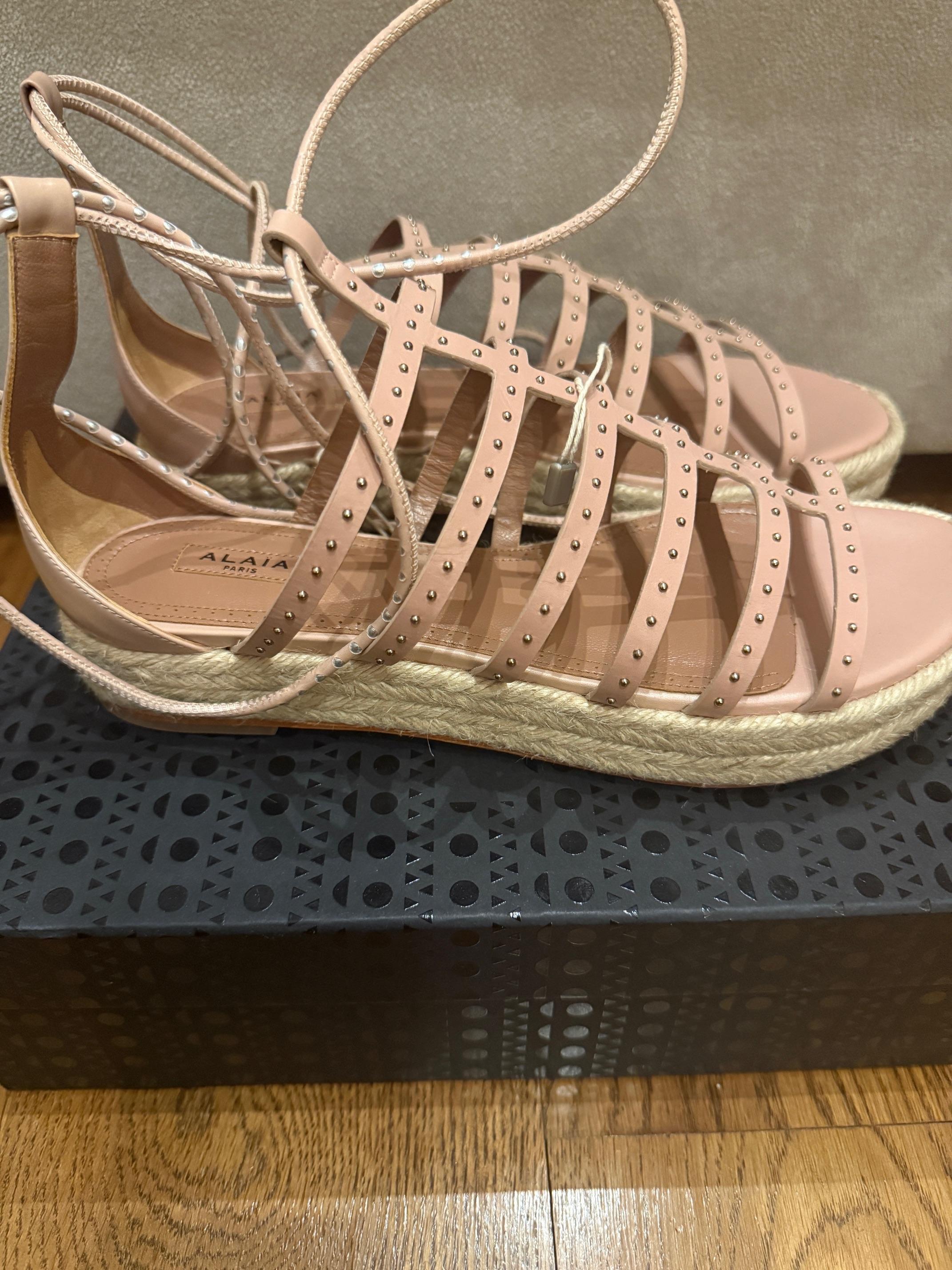 Alaia Pink Lace Up Sandals