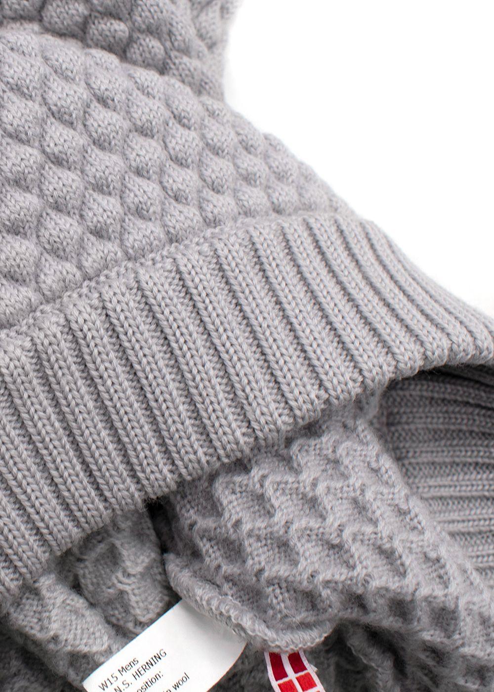 S.N.S Herning Grey Fishermans Wool Knit Jumper