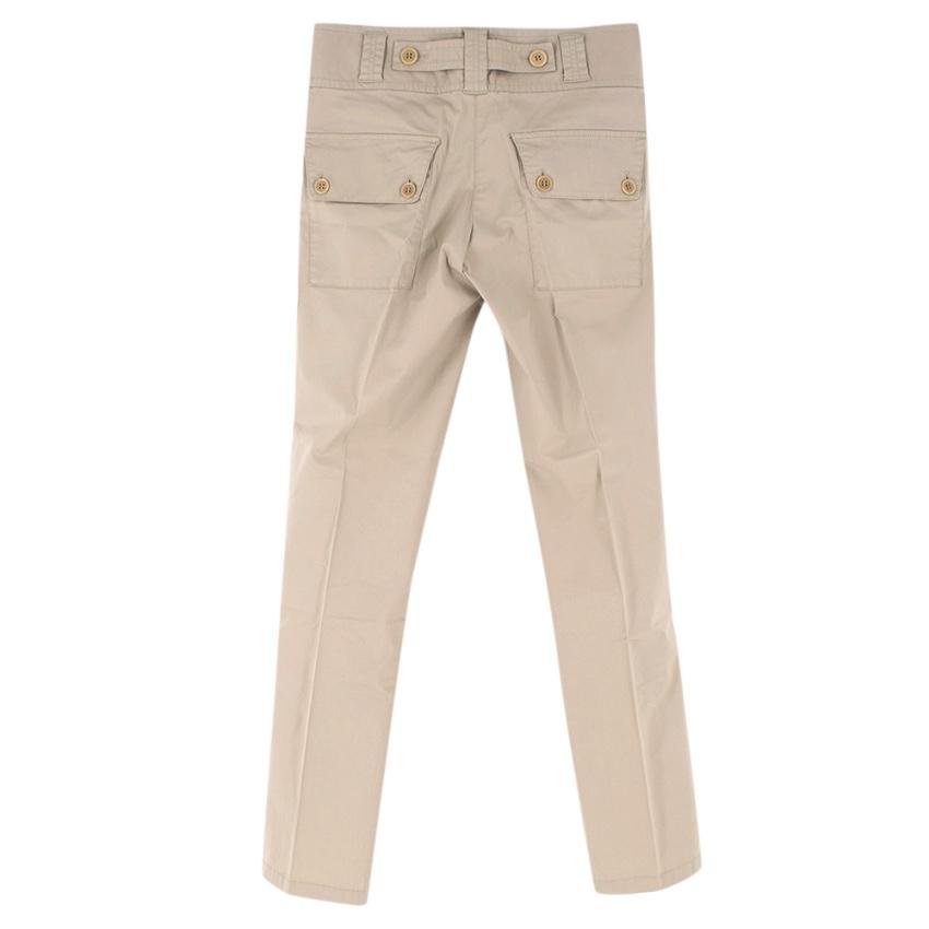 Prada Nude Cotton Straight Leg Trousers