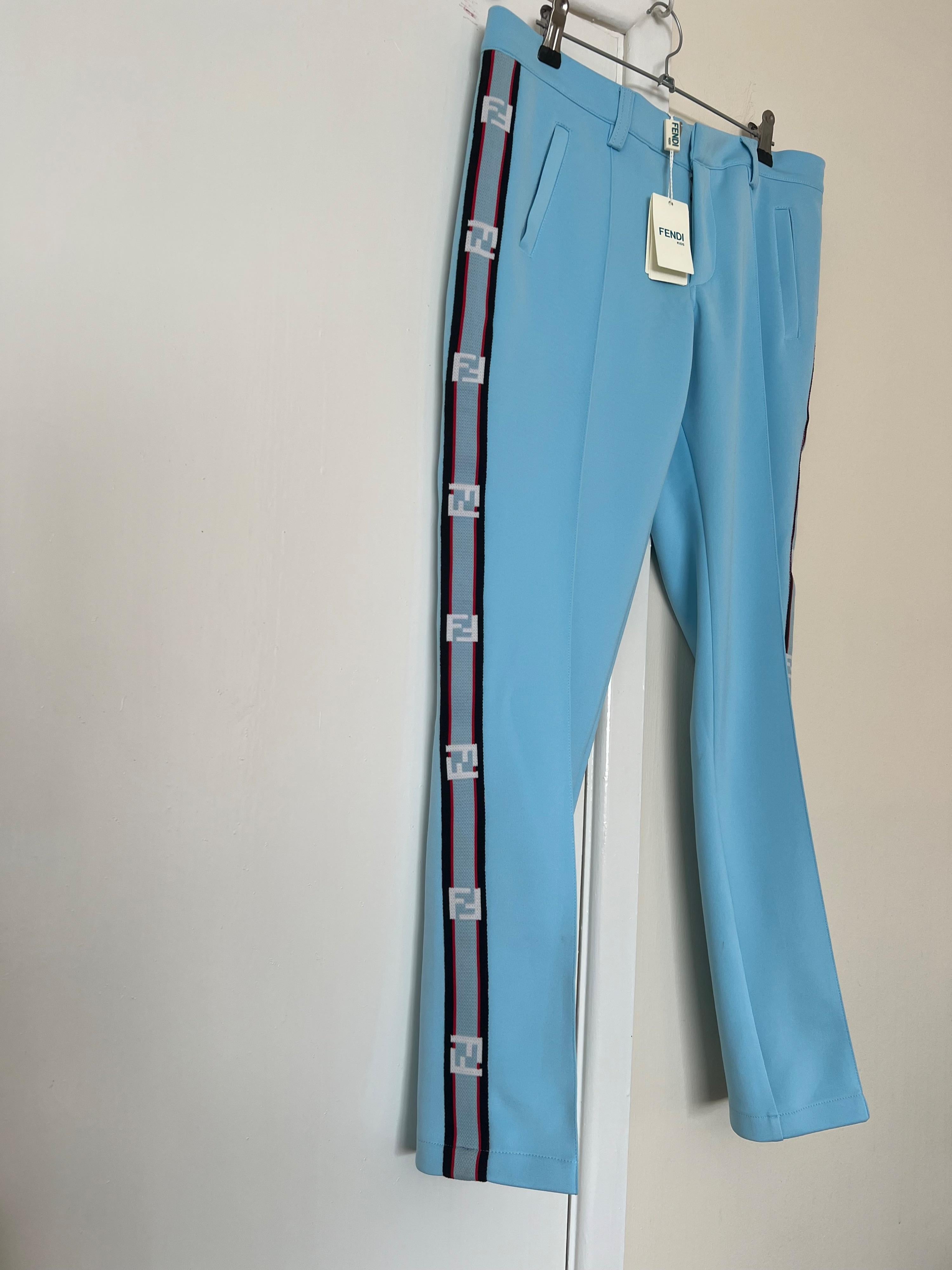 Fendi Kids Blue Logo Tapered Trousers