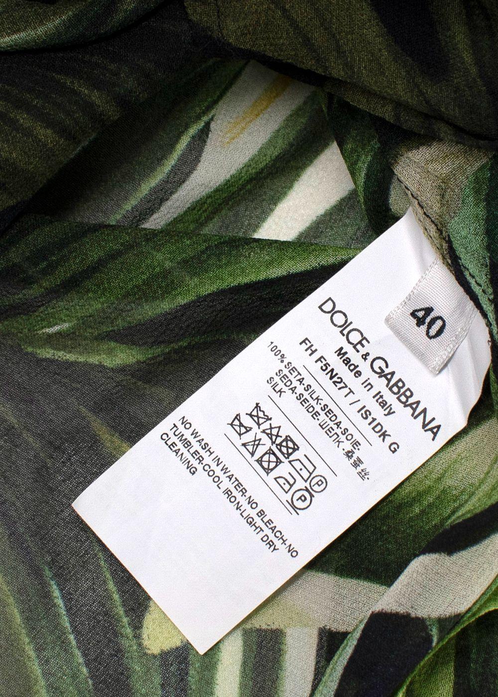 Dolce & Gabbana Green Banana-leaf print Silk Blouse