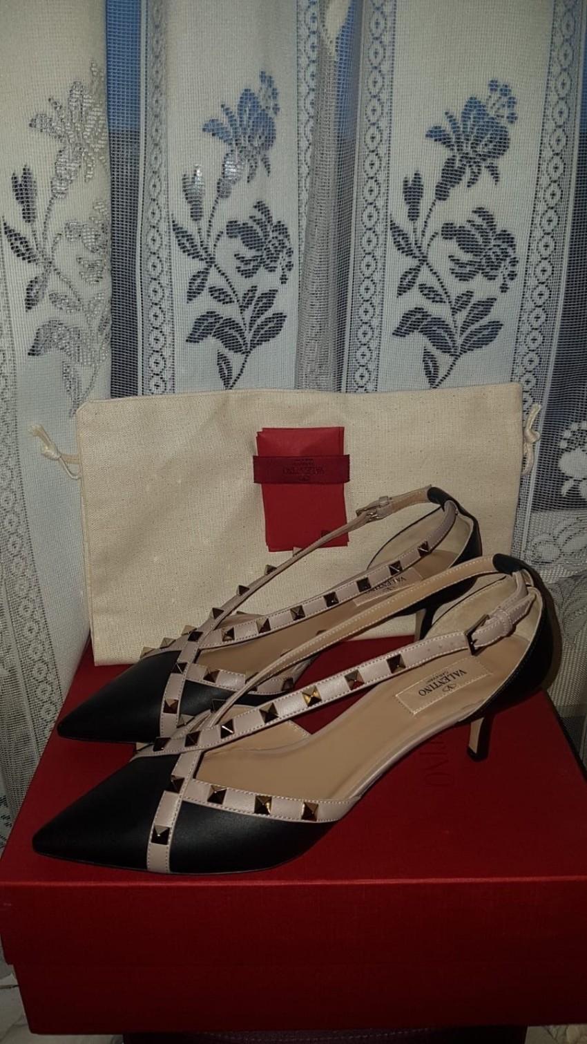 Valentino Rockstud Cross Strap Leather D'orsay Shoes