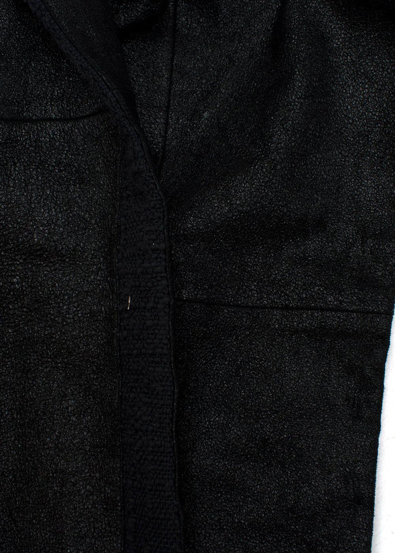 Chanel Black Coated Lambskin Leather Pants