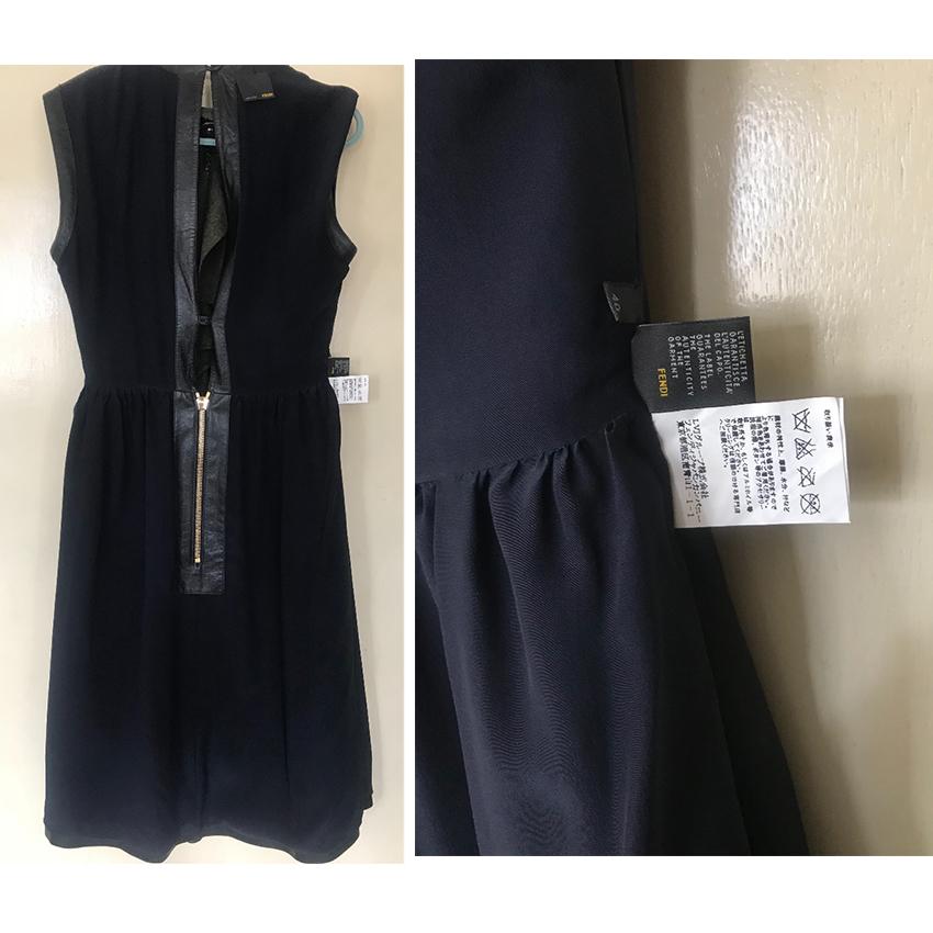 Fendi leather ruffle front dress