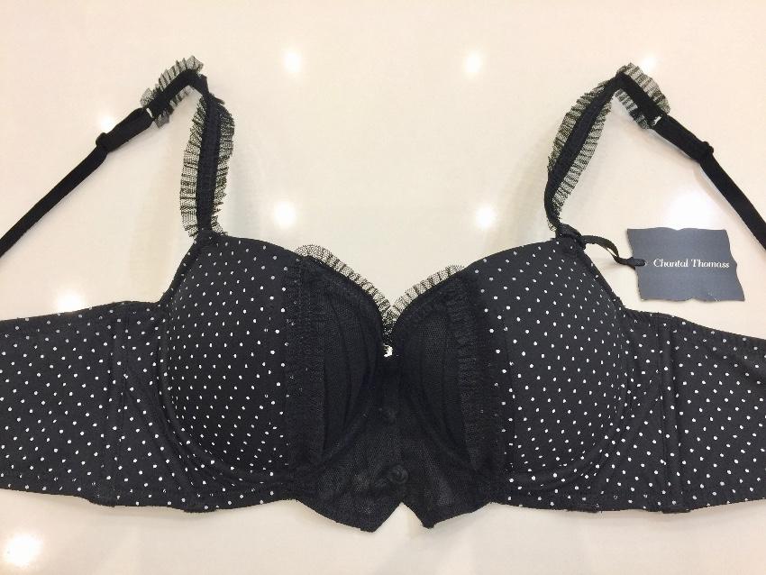 Chantal Thomass Fine Polka Dot Padded Half Cup Bra & Thong Set