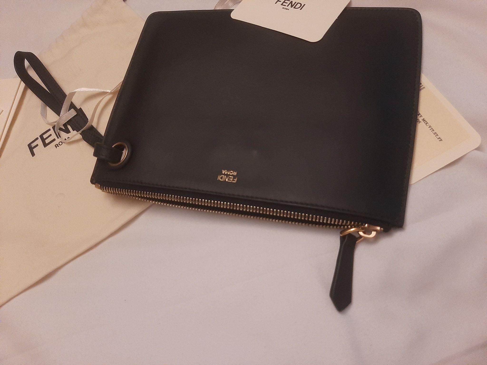 x Fila tricolour leather clutch bag