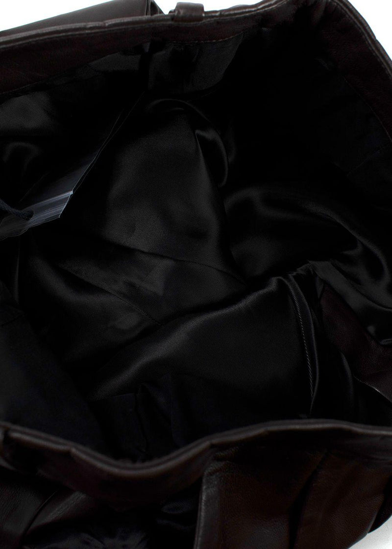 Nili Lotan Chocolate Brown Nico  Wide Leg Leather Trousers