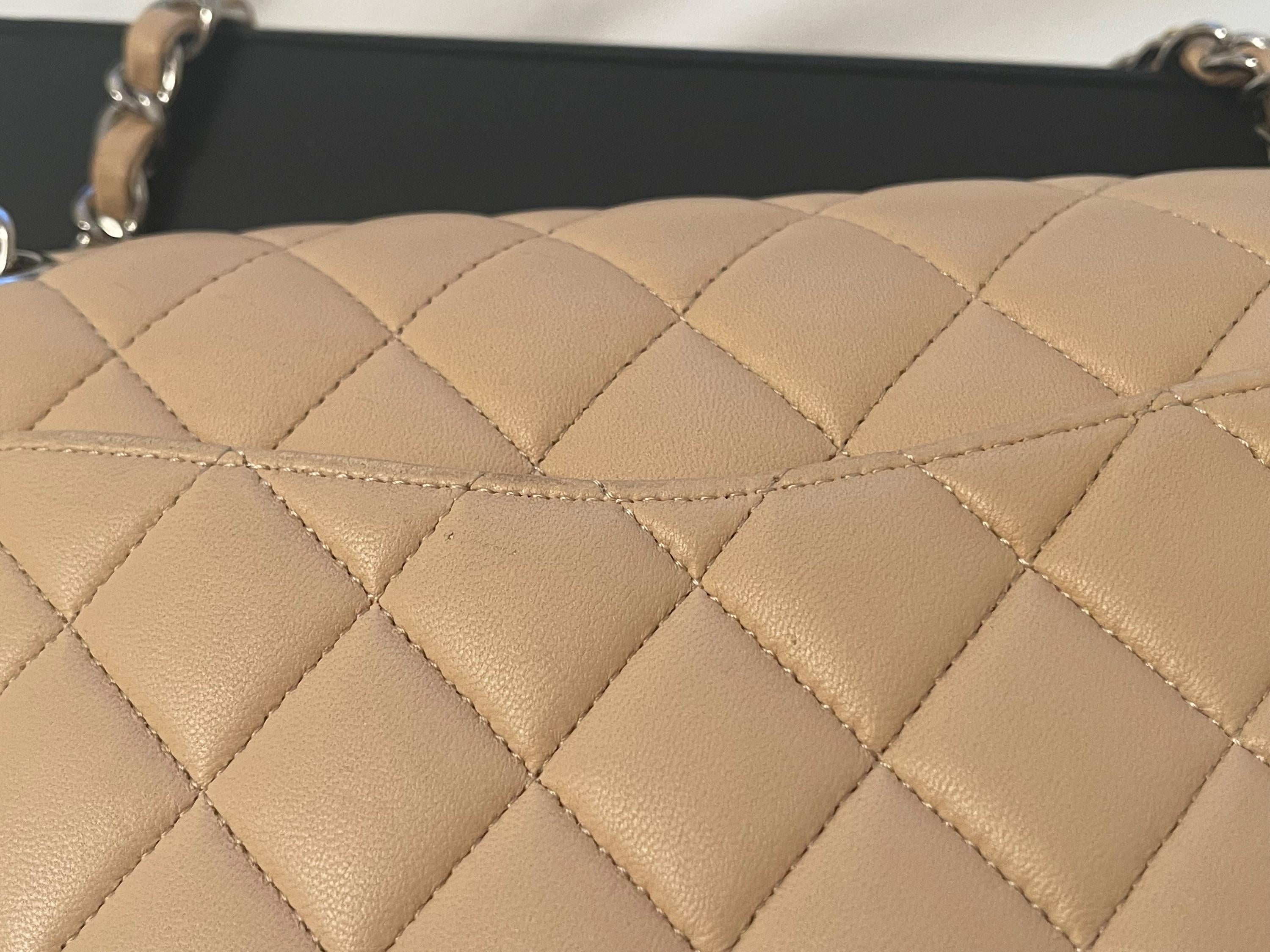 Chanel Beige Quilted Leather Double Flap Bag