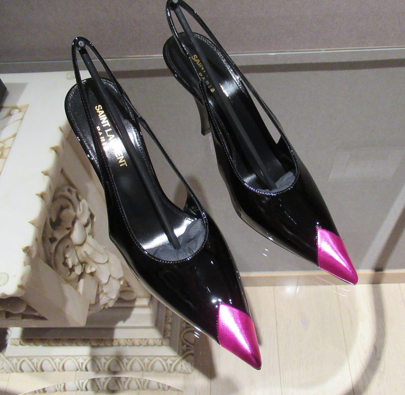 Black Patent Vesper Slingback Pumps
