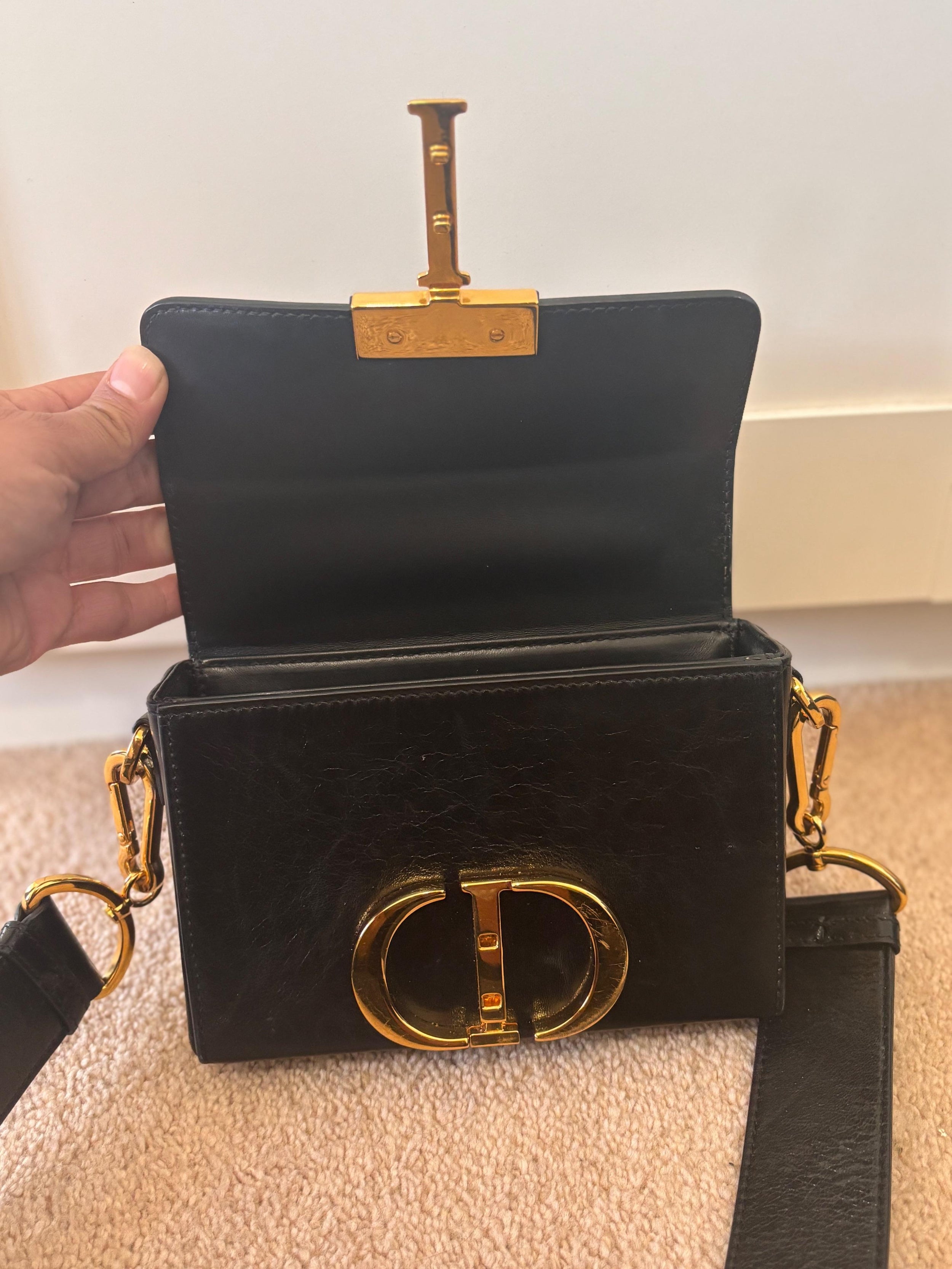 Small Black Leather Montaigne 30 Bag