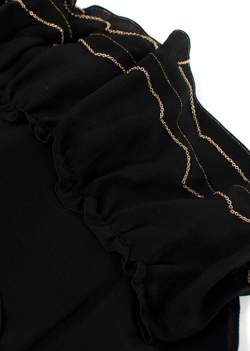 Chanel Black & Gold Tiered Chain Trimmed Scarf Top