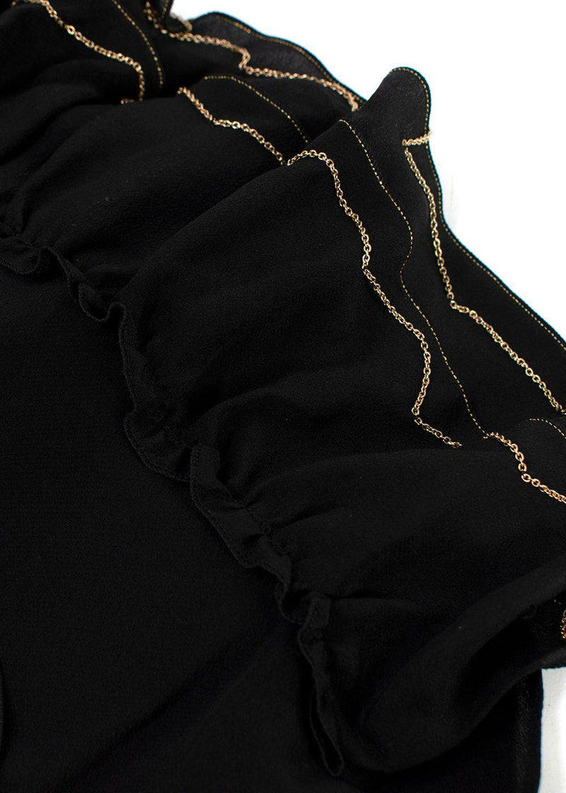 Chanel Black & Gold Tiered Chain Trimmed Scarf Top
