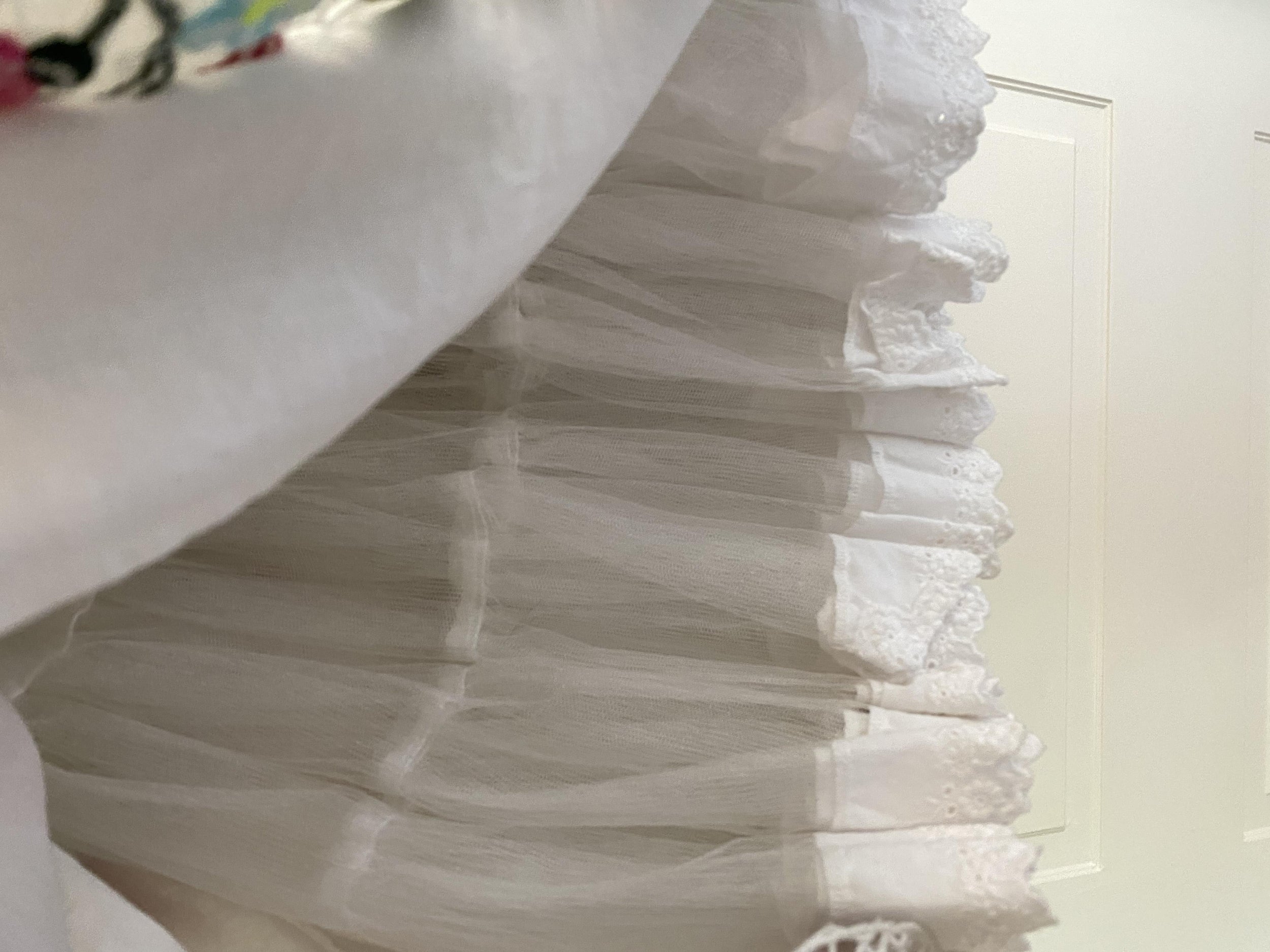 Manoush White Puffy Strapless Dress with Embroidery