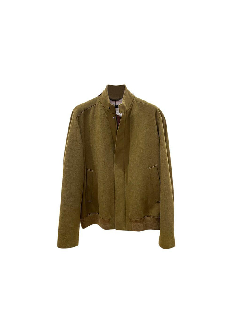 Khaki Cashmere Bomber Jacket