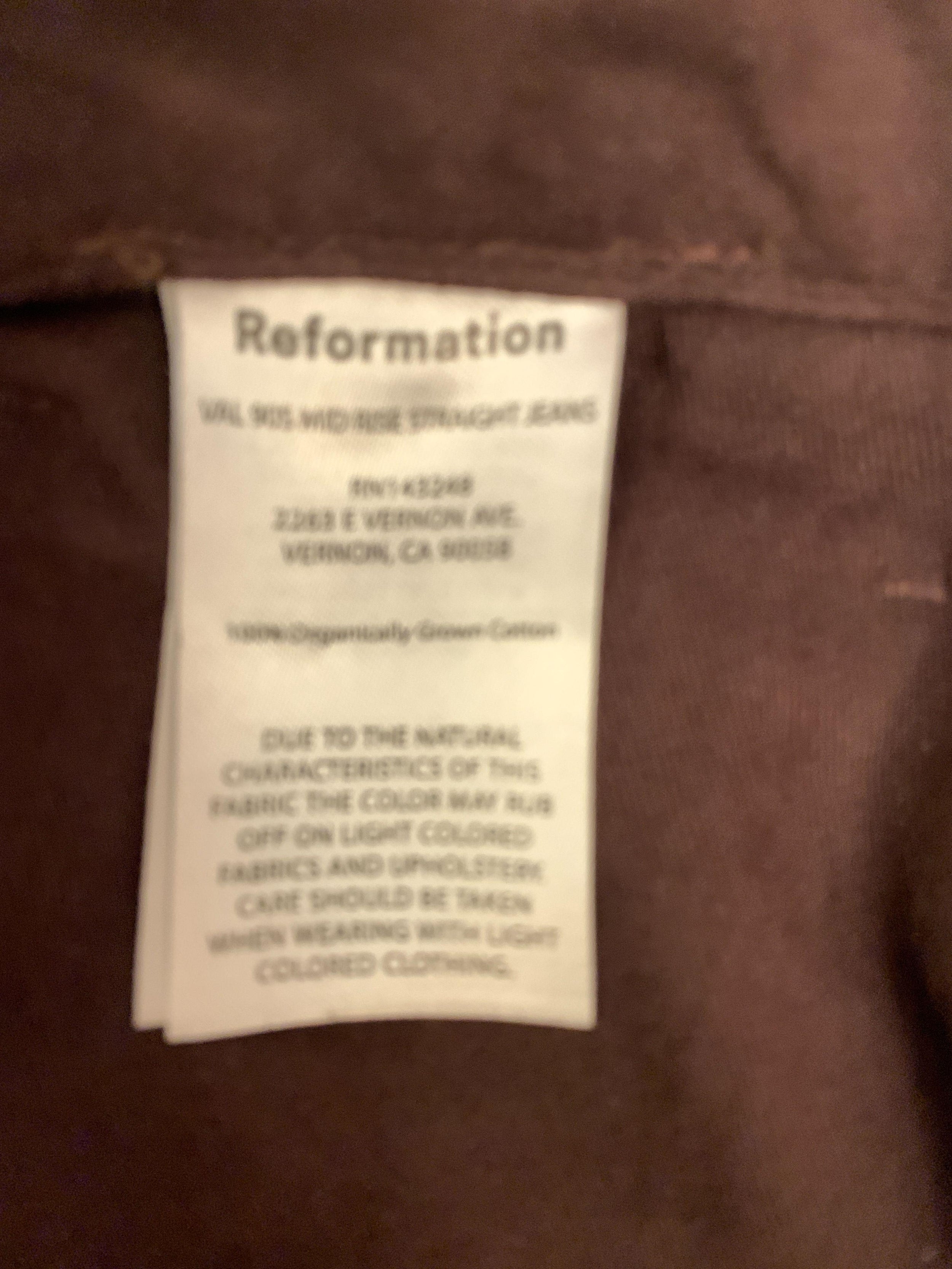 Reformation Organic Cotton Brown Jeans